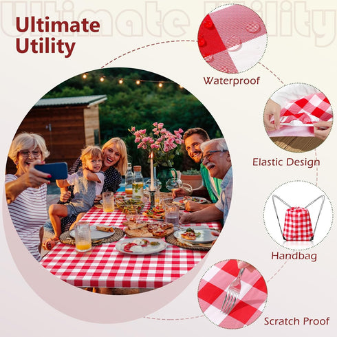 72x30 Inches 3 Set Picnic Table Cover with Bench Covers and Bag, Camping Essentials Camping Table Cover with Elastic