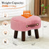 Small Ottoman Foot Rest with Handle, Velvet Footstool with Wooden Legs & Soft Padded Seat, Foot Stool for Living Room