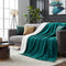 DaDa Bedding Lavish Emerald Teal Green Faux Fur Fuzzy Throw Blanket -