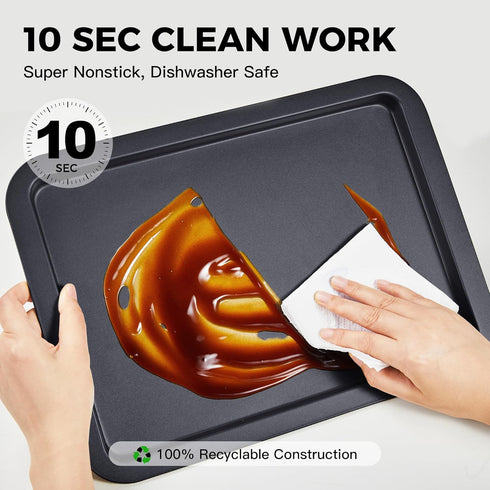 HONGBAKE Nonstick Baking Sheet Pan Set, 3 Pack Half/Jelly Roll/Quarter Baking Tray, Dishwasher Safe