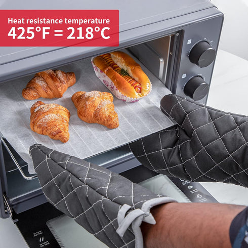 ARCLIBER Extra Long Oven Mitts, Heat Resistant Quilted Terry Cloth Cotton Gloves for Cooking Baking, 425°F