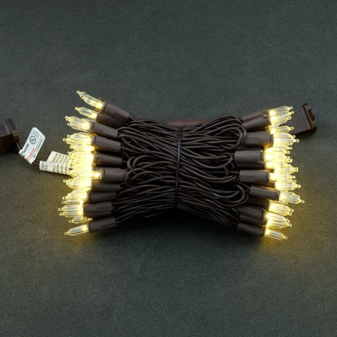 33 100 Count Commercial Set YULETIME Warm White LED Christmas Lights with Brown Wire, ft UL Certified Grade Holiday