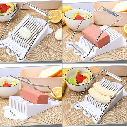FENGCHEN Egg Slicer and Luncheon Meat Slicer - Stainless Steel with 10 Cutting Wires for Hard Boiled Eggs
