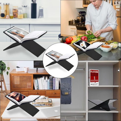 SK Acrylic Book Stand: Large 6 x 12 x 6” Cookbook Holder for Coffee Table Books and Kitchen Recipe Books