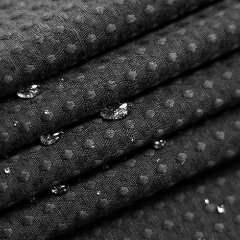 Waffle Weave Shower Curtain, Black Heavyweight Fabric, Washable & Water Repellent, 71x72 Inch Hotel Luxury Spa