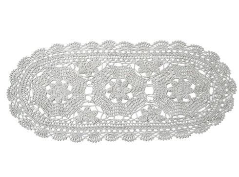 BIBITIME Handmade Crochet Lace Doilies, 10" x 22", Light Grey, Pack of 1 PC for Home Kitchen