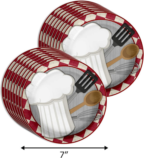 Cooking Themed Birthday Party Paper Plates, Napkins, Cups - Bon Appetit Supplies for 16 Guests (64 Piece)