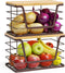 ALOCEO 2 Pack Stackable Wire Storage Basket with Bamboo Lip, Trash Bag
