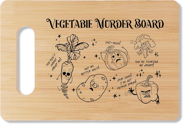 Funny Bamboo Cutting Board Gift, Vegetable Murder Board, Farmhouse Kitchen Decor, Thanksgiving Christmas Ideas