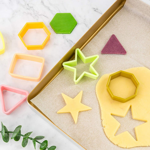 XIPEGPA 12PCS Color Plastic Cookie Cutters, Heart, Star, Triangle for Vegetable and Fruit Cutting