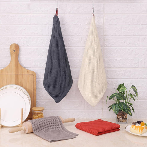 Kitinjoy 100% Cotton Kitchen Dish Cloths, 8 Pack Ultra Soft Absorbent Dish Towels, 12 X 12 Inch