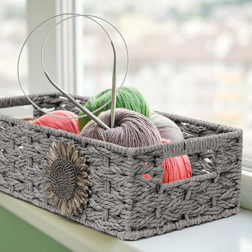 Toilet Paper Basket for Tank Top Bathroom Baskets for Organizing Bathroom Tray for Counter Storage Basket for Bathroom Organizer-Gey by DUOER