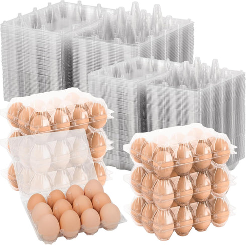 Lixavaer 100 Pack Clear Plastic Egg Cartons, Reusable Stackable Egg Containers for Farm,
