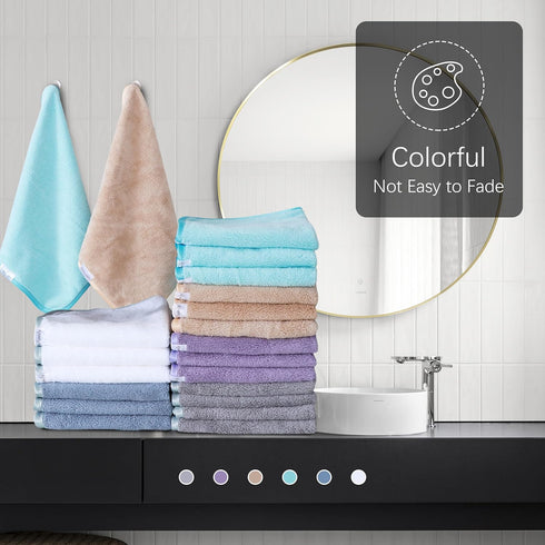 Cosy Family 24 Pack Set 12 12 inches, Soft Washcloths - x Quick Drying - Highly Absorbent Coral Velvet Fingertip Towel
