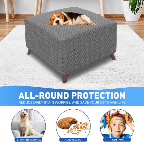 MAXIJIN Jacquard Ottoman Cover Slipcovers Folding Storage Stool Furniture Protector Cover Soft Thick Rectangle Foot