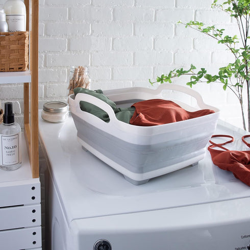 Kitchen Details Collapsible Wash Basin Self Draining Design Large Flexible Space Saver for Home Cleaning White