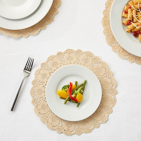Juvale Round Paper Placemats & Doilies, 12-Inch Brown Paper Chargers for Dinner Plates and Tea Party