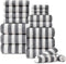 18 Pcs Gray Stripe Bath Towel Set with Hanging Loop-6 Bath Towels,6