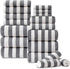 18 Pcs Gray Stripe Bath Towel Set with Hanging Loop-6 Bath Towels,6