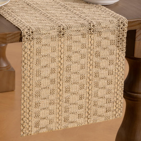 MLMW 60 inches Boho Table Runner Small Coffee Table Runner Rustic Burlap Macrame Jute Table Runner Dresser Runners