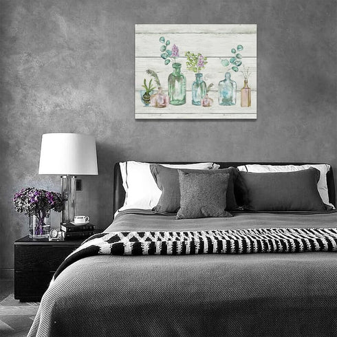 Farmhouse Bathroom Botanical Flower Wall Art - Floral Bathroom Pictures Canvas Prints for Home Decor