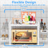 Adjustable Over the Microwave Shelf, 2 Tier Microwave Rack with Spice Organizer and Hooks for Kitchen, White