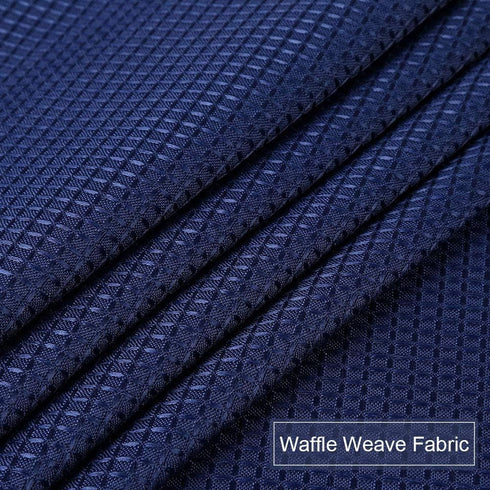 Tier Curtains | Waffle Weave Textured Short Curtains for Bathroom | 30" x 45", Navy Blue, Set of 2