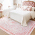 REBBORUG 4x6 Pink Rug for Office Under Desk Rolling Chairs - Small Classroom Rug Reading Corner,Washable Bow Floral