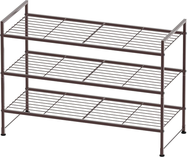 Simple Houseware 3-Tier Stackable Shoes Rack Storage Shelf, Bronze