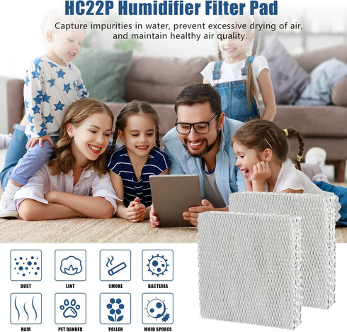 HC22P Humidifier Filter Pad Replacement for Honeywell HE100, HE150, HE220, HE225, Aprilaire 110 220 550 (2 Pack)