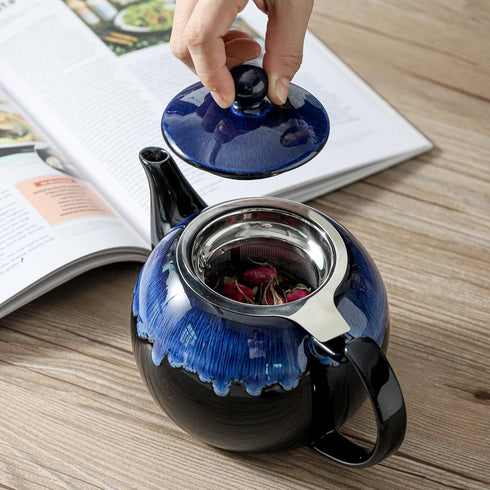 34OZ 6 KOOV Tea Pot with Infuser for Loose Tea, Ceramic Teapot with Infuser, Enough For Cups, Tea Pots with Tea