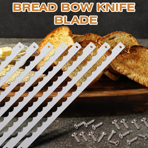 Bread Bow Knife Blades, Stainless Steel Replacement Blades for Homemade Bread Cutting, 10.8 Inches (8 Pcs)