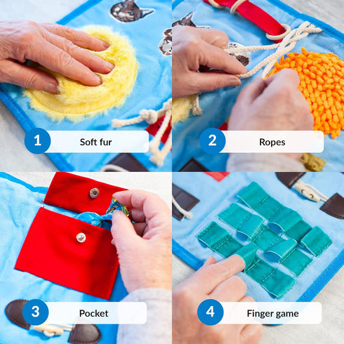 ODOXIA Fidget Blanket for Dementia | Calming & Comforting Dementia Activities for Seniors | Dementia Products