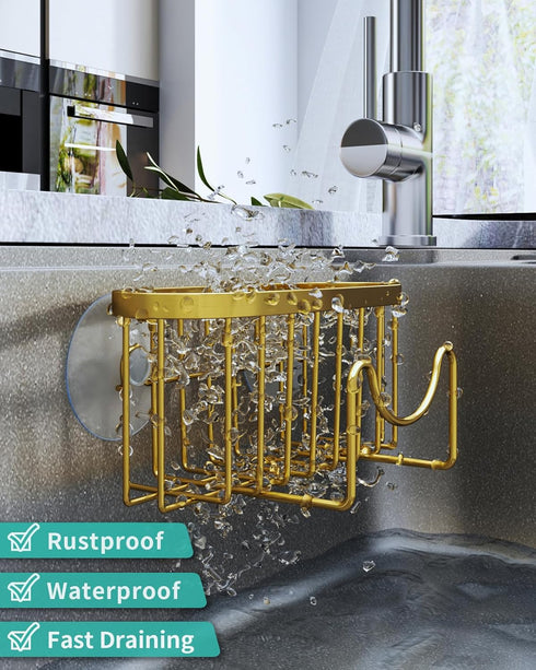 2 HapiRm Multifunctional Sponge Holder - Installation Methods Sink Caddy with Unique M-shaped, Stainless Steel Kitchen