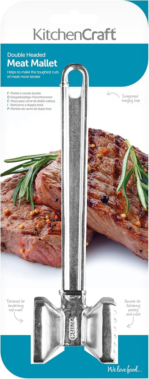 KitchenCraft Metal Meat Tenderiser, Double Sided, 21cm