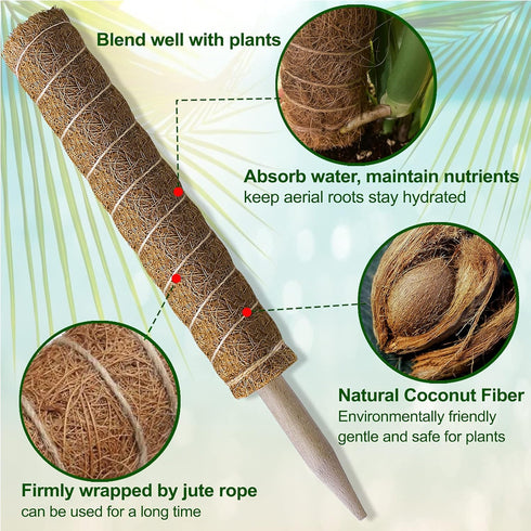 47.5 Inch 4 Packs 16 Inch Fabulas Moss Pole - Monstera Plant Support, Plant Stakes for Indoor Plants Coco Coir Moss