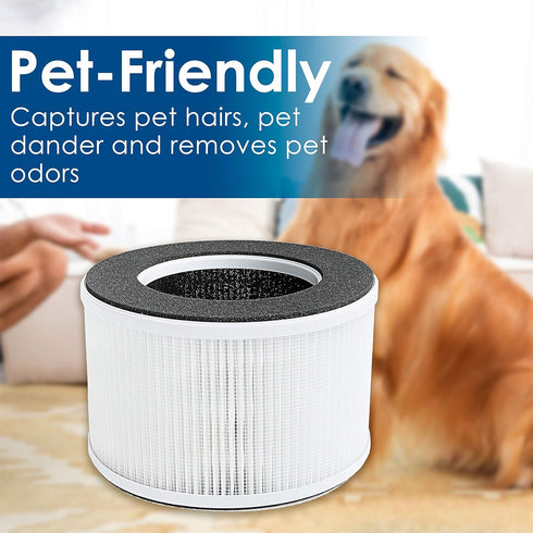 Flintar True HEPA Replacement Filter, Compatible with hOmeLabs Home 4-in-1 Compact HEPA Air Purifier, 2-Pack