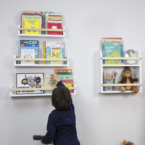 Set 3, Wallniture Utah Wall Mount Nursery Dcor Kids Bookshelf Floating Wall Shelves Book Photo Display Long Varying