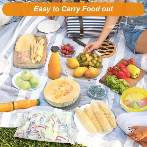 100pcs Plastic Bowl Covers, Elastic Reusable Fresh Keeping Bags for Bread Proofing and More