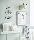 Celestial Crib Mobile with Pom Pom Stars and Clouds - White and Grey