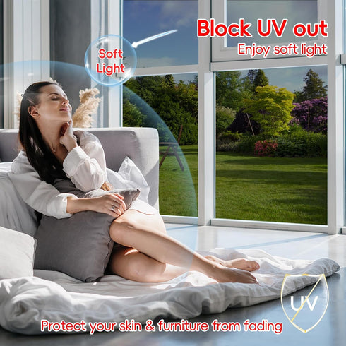 One Way Privacy Window Film, Sun Blocking Heat Tint, Static Cling & Anti UV, Black-Silver, 17.5 x 78.74 Inch
