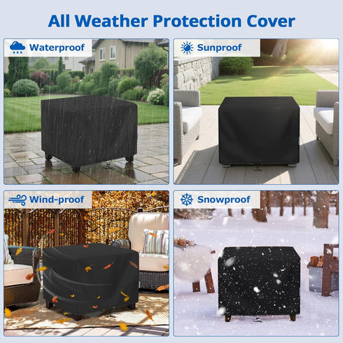 26W 26D 18H, SunPatio Outdoor Ottoman Cover, Waterproof Square Coffee Table Cover, Patio Furniture Side Table Cover