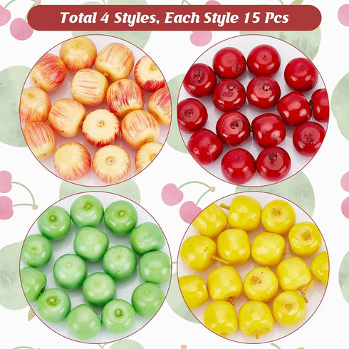 60Pcs 4 19-21mm CHGCRAFT Styles Foam Fruit Artificial Mini Apple, Fake Apple for Home Kitchen Photography Party