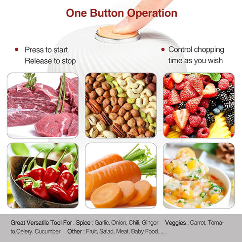 Electric Garlic Chopper, Mini Portable Veggie Chopper, 250ML Grinder for Garlic, Onion, Wireless Food Processor