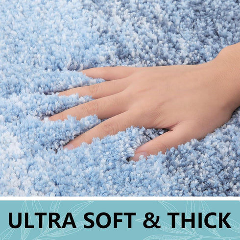 Arotive Shaggy Soft Bathroom Rugs, Absorbent Microfiber Bath Mats, Non-Slip Machine Wash Dry, 30" x 20", Light Blue
