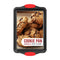 Nonstick Cookie Sheet Pan, Carbon Steel Oven Tray with Red Silicone Handles, Small Bakeware with Gray Coating