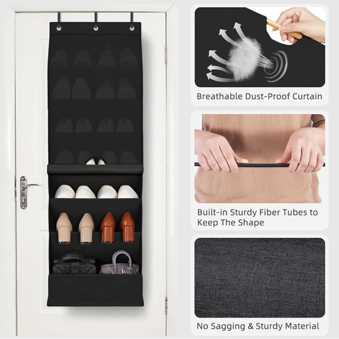 Closet 7-Shelf 1 Pack STORAGE MANIAC Over the Door Shoe Organizer with Curtain Dustproof Heavy-Duty Large Deep Pocket
