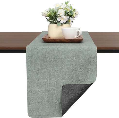 Chitomars Table Runners 72 Inches Long, Dual-Sided Faux Leather Farmhouse Table Runner Waterproof