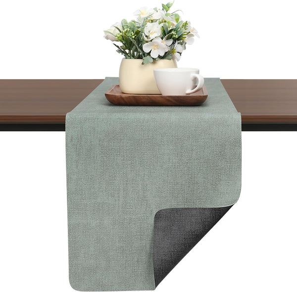 Chitomars Table Runners 72 Inches Long, Dual-Sided Faux Leather Farmhouse Table Runner Waterproof