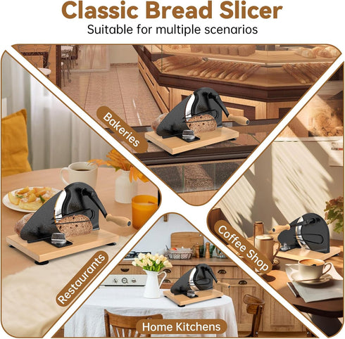 Commercial vanerepok Upgrade Manual Bread Slicer for Homemade Sourdough Bread, Classic Hand Crank Home Bread Slicer